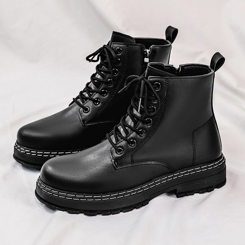 Men'S Shoes Hiking - Men's 4-Season Black Patent Leather Motorcycle