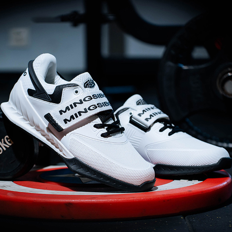 Men Shoes White Colour - MINGSIBO Brand Hook Loop Weightlifting Shoes