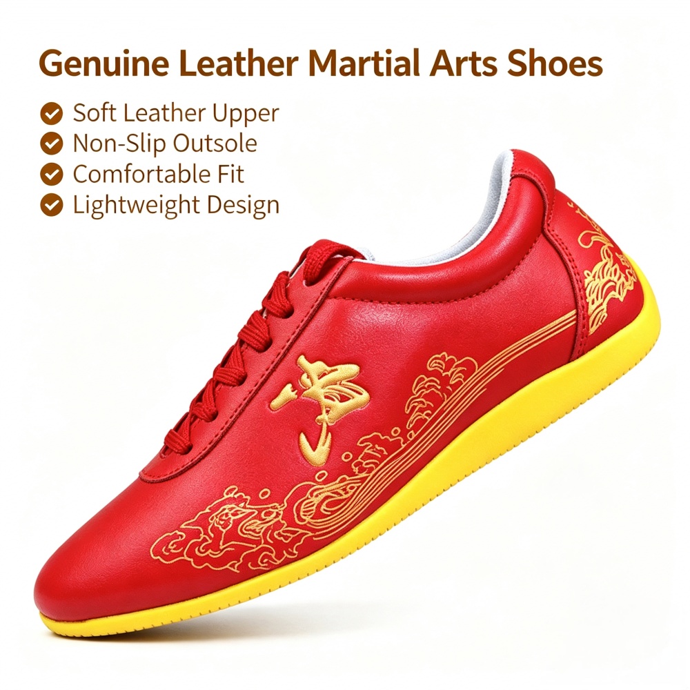 Glossy Genuine Leather Kung Fu - Men Shoes Yellow recension och pris